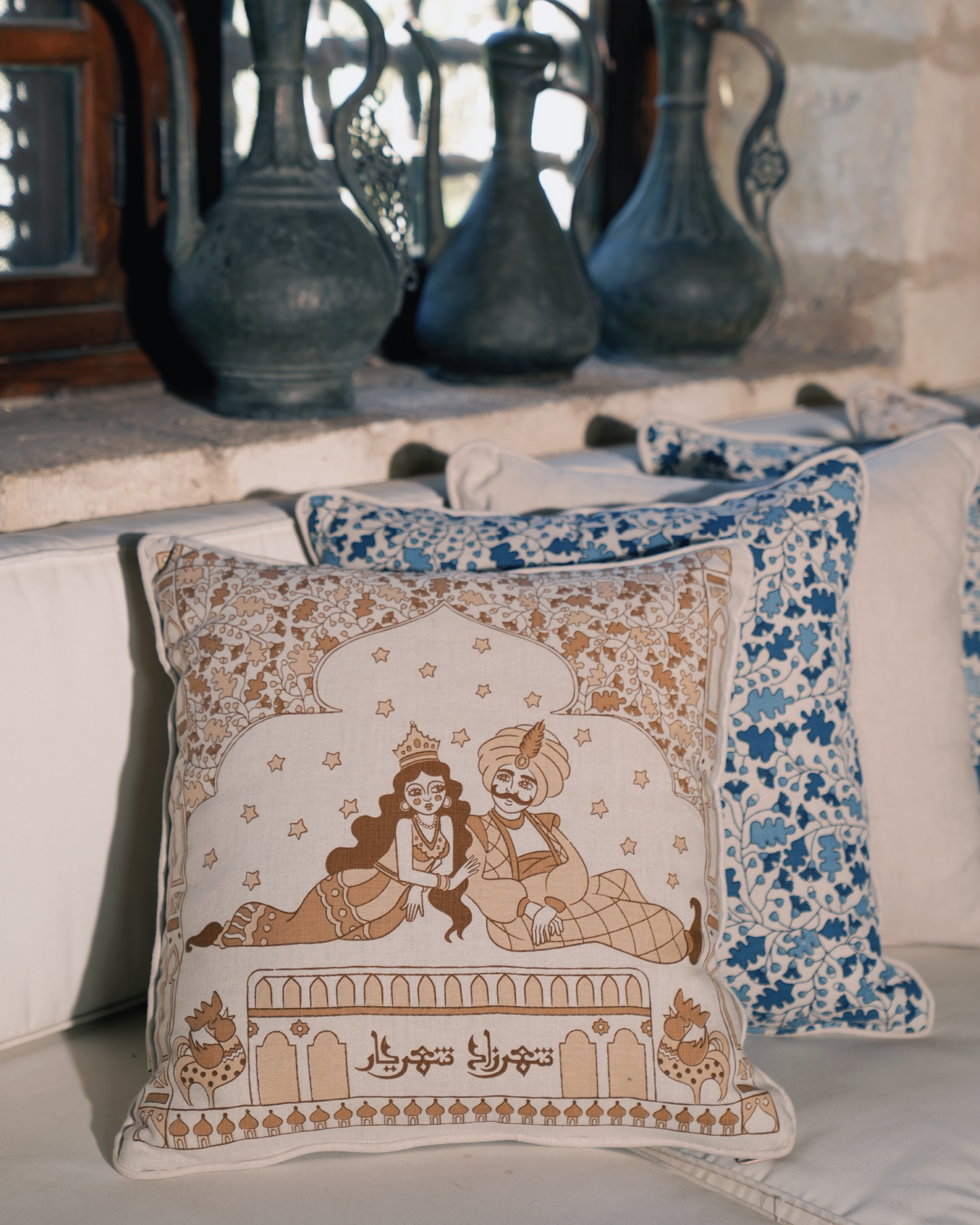 Shahrazad w Sharayar Double-Sided Square Cushion